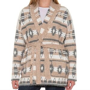 TAHARI Aztec Soft Cozy Cardigan w Fringe sz Large